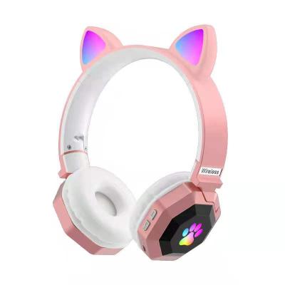 China Perfect Noise LS020 BT Headphones LED Colorful Glowing Light Cat Ear Wireless Earphone Headset Cute For Kids Real Stereo for sale