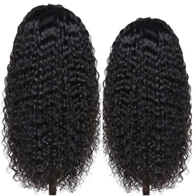 China High Quality Kinky Natural Curly Front Wigs Water Wave Soft Heat Resistant Synthetic Wig For Black Women for sale