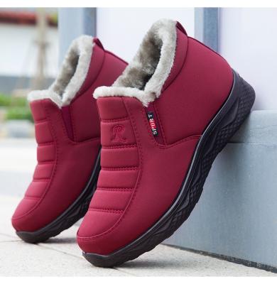 China Super Lightweight Unique Waterproof PU Fleece Striping Upper Large Size Water Proof Winter Women Snow Boots Shoes Sneakers For Women for sale