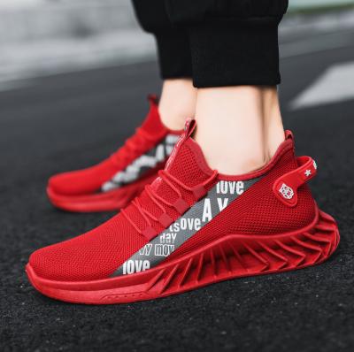 China New Fashion Trend 2022 Fashion Youth Red Color Logo Printing Men's Cloth Fabric Outdoor Sports Shoes Casual Walking Shoes For Men for sale