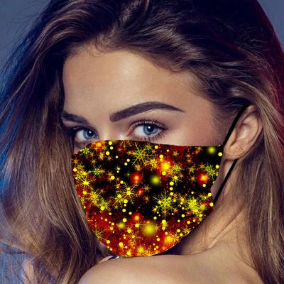 China 3D Snow Happy New Year Designs Sublimation Designs Eco-friendly Bright Reusable Maskes Fast Delivery Custom New Year Facemask New Year Facemask for sale