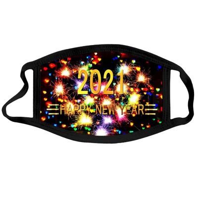 China Newest fashion eco-friendly 2021 happy new year designer facemask maskes reusable washable sublimation customized maskes for sale