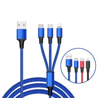 China 3-in-1 USB Charging Multi Charging Cable For iPhone&ipad 2.4A Charging Cable For Android iPhone Type C for sale