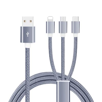 China Charging+Data Sending Tangle-Free Goods 1.2M 2.4A 3 in 1 Charging Data Cable Android Charging Cable Fast Charging USB C Cable for sale