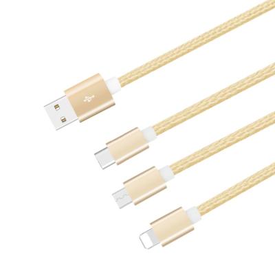 China Charging + Data Sending 1.2M 2.4A USB-C Devices 3 in 1 Charger Data Cable USB Cable Micro USB C Cable for sale