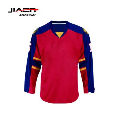 China Shirts & Tops Professional Supplier Customized Embroidery Tackle Twill Hockey Jersey Slim Fit Ice Hockey Wear for sale