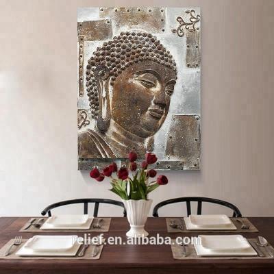 China Handmade WALL DECORATION 3D Resin Relief Wall Oil Canvas Painting With Buddha Y912123 for sale