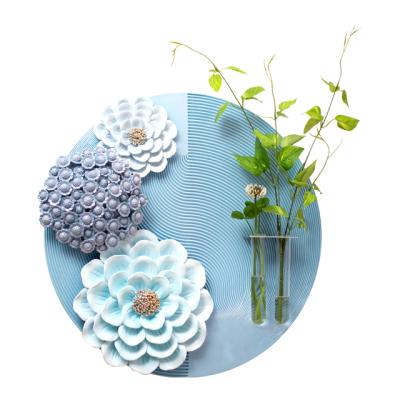 China Handmade Resin Relife 3d flower wall decoration artificial flower wall sky blue flower wall decor for sale