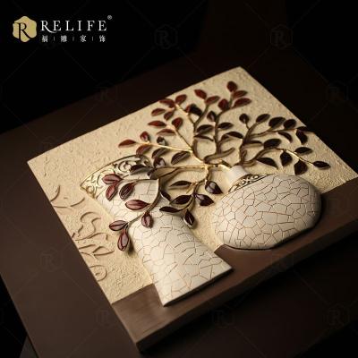 China 3d flower garden style vase home decor relief handmade wallpaper shape for living room wall painting living room for sale