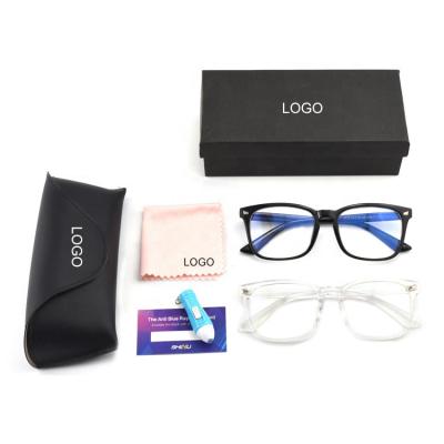 China Custom Logo Computer Eyeglasses Frames Square Gaming Optical Frame Unisex Blue Light Filter Anti Blocking Glasses for sale