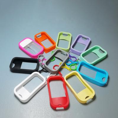 China Pilfer Proof Colorful Silicone Cover With Key Chain For 45ml 50ml Credit Card Phone Spray Bottle for sale