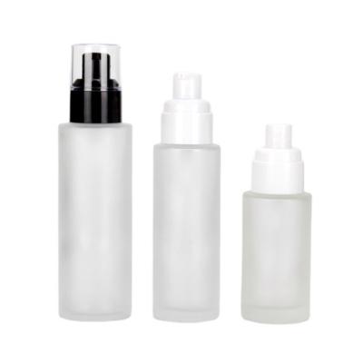 China Personal Care Skin Care Cosmetic Packaging Frosted Glass Bottle 120ml Empty Body Lotion Bottle Gold Silver Pump Bottle for sale