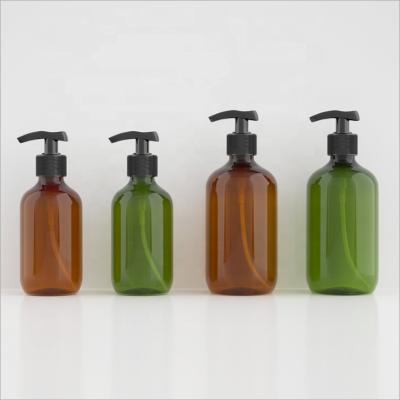 China BEAUTY Plastic PACKAGING Amber Green Lotion Pump Shampoo Bottles 500ml 300ml Luxury for sale