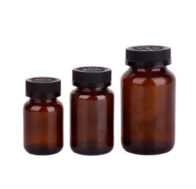 China High quality 100cc personal care 120ml amber and clear empty bottle pill bottle capsule glass bottles with aluminum cap for sale