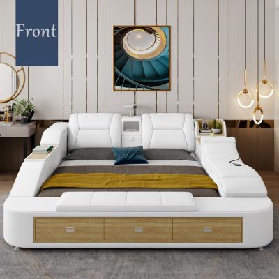 China Ultimate Storage Luxury Modern Smart Super King Size Multi Functional Leather Storage Bed for sale