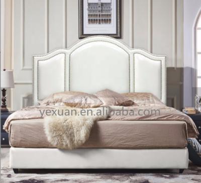 China Soft Bed King Size Luxury Leather Upholstered Bed With Rivet Bedroom Furniture for sale