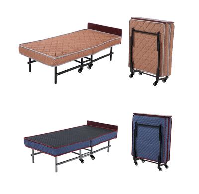 China Foldable Steel Foam Metal Beds Double Size Folding Bed Frame Large Size Hotel for sale