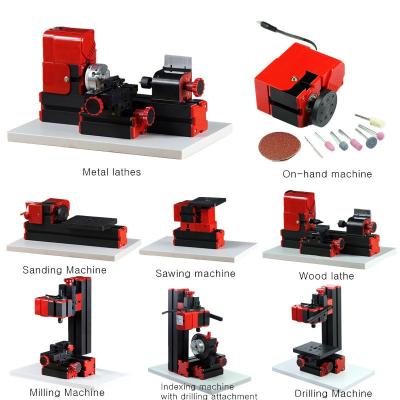 China Hotels 8 in 1 Mini Multipurpose Machine 12VDC 24W 2A 20000r/min Metal Wood Lathe Drilling Sanding Rotating Milling Sawing Machine for sale