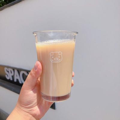 China Large Capacity Piggy Style Glass Cup Cartoon Coffee Cup Juice Juice Milk Cup for sale