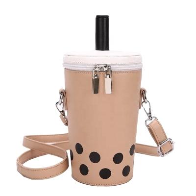 China UCHOME Funny Fashion Straw Milky Tea Cup Pu Messenger Bag Cute Contrast Color Female Shoulder Bag for sale