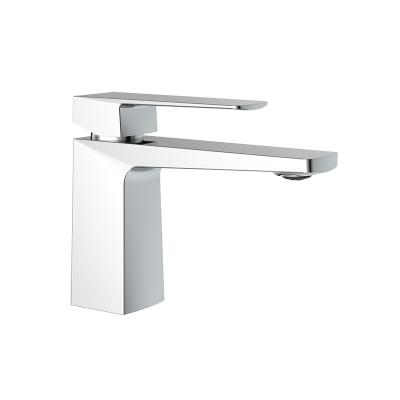 China Metered Faucets Single To Handle Faucets Brass Basin Wash Basin Bathroom Faucet Square Mixer Tap Chrome for sale