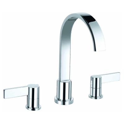 China Metered Faucets Two Handle Lavatory Deck Mount Basin Faucet Brass Water Mixer Taps for sale