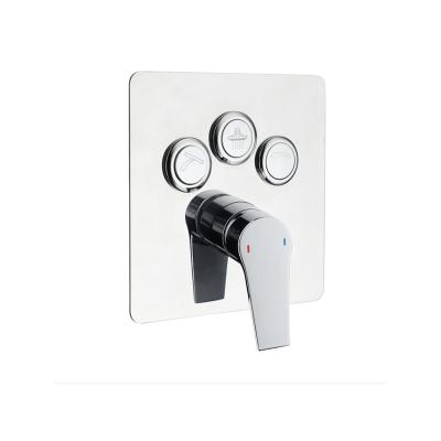 China Without Slide Bar Bath Shower Push Button Wall Mounted Faucet Mixer With 3 Way Diverter For Bathroom for sale