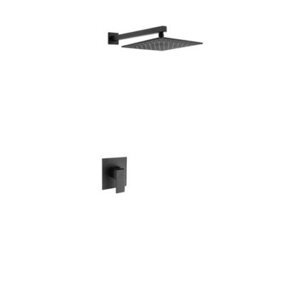 China Without Sliding Bar Factory OEM Bathroom Rain Shower Set System With Rainfall Black Shower Head 250mm for sale