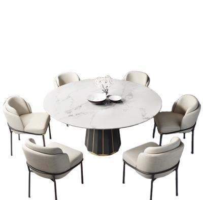 Китай New adjustable household gold base dining table round marble black chair and dining table chair (the other) продается