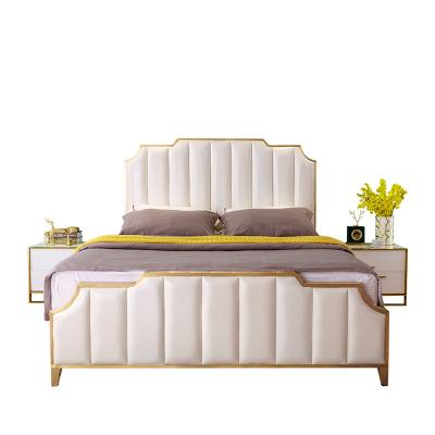 China Modern Simple Storage Furniture Metal Bed Leather Storage Bed Wedding Bedroom Bedding Set Double Beds for sale