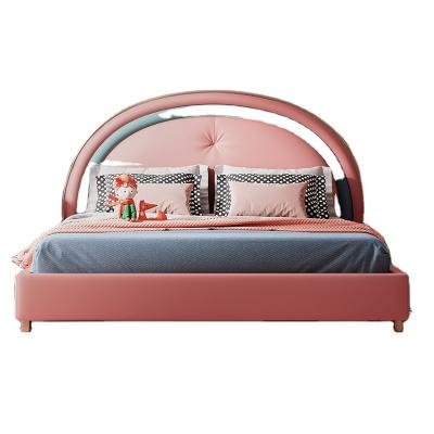 China New Modern Minimalist Hot Sale Rainbow Cartoon Bedroom Furniture Pink Upholstered Simple Girls Teen Kids Kids Bed for sale