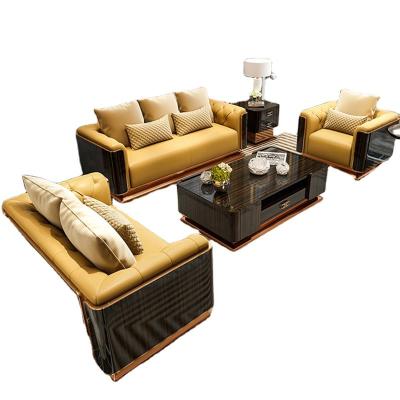 China Modular Modern Luxury Minimalist Living Room Leather Sofa Set Chesterfield Sofa Couch Sectional Set for sale