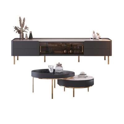 中国 (Other) Adjustable Simple Luxurious Metal TV Stand Cabinet Living Room Furniture Coffee Table Marble Stand Design 販売のため