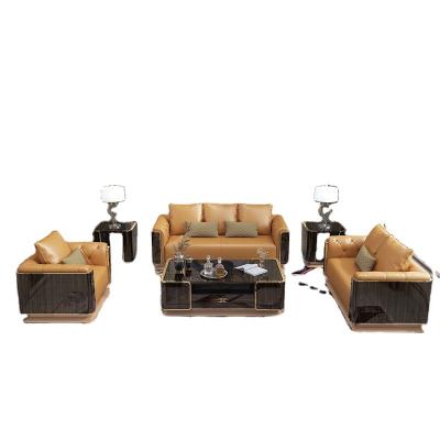 China Modular yellow modern design living room sofa sectional loveseat leather corner sofa soft set for sale