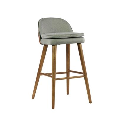 China Modern Style Canvas Cover Seat Wooden Leg Bar Stool Modern Style Chair With Upholstered In Fabric Counter Bar Stool for sale