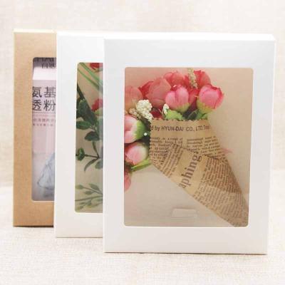 China Recycled Flower Packaging Materials Custom Paper Box Rectangular Candy Box With Clear Window JS-C-PBX050 Guangzhou, NC 500 Pcs PVC Packing Items for sale