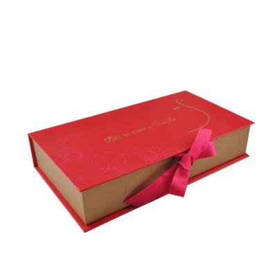 China Recyclable Custom Wedding Gift Box Cardboard Clamshell Folding Paper Packaging Box With Ribbon Closure for sale