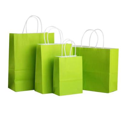 China Recycled Materials Colored Kraft Paper Bags Kraft Shopping Paper Gift Bags Retail Recycled Brown Paper Bulk Packaging Bags With Handle for sale