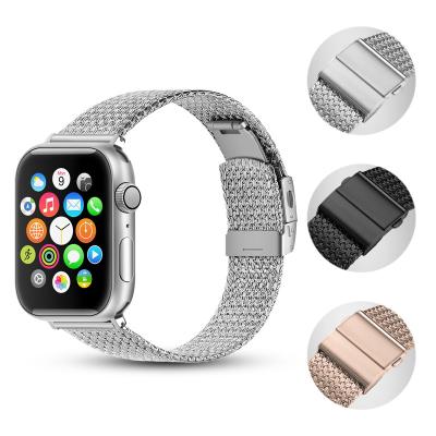 China Replacement Stainless Steel Watch Band Metal Buckle Herringbone Straps For Apple Watch Series7 6 Se 5 4 3 2 38/40/41mm 42/44/45mm for sale