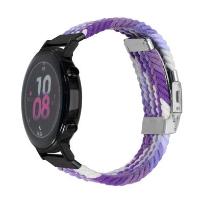 China Black Purple 20mm Elastic Nylon Braided Connector Grape Quick Release Watch Band Metal Buckle Replacement Straps For Samsung Universal for sale