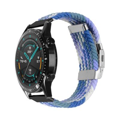 China Blueberry 22mm Elastic Nylon Braided Black Connector Quick Release Braided Nylon Watch Band Adjust Metal Buckle Replacement Fasteners For Samsung Universal for sale