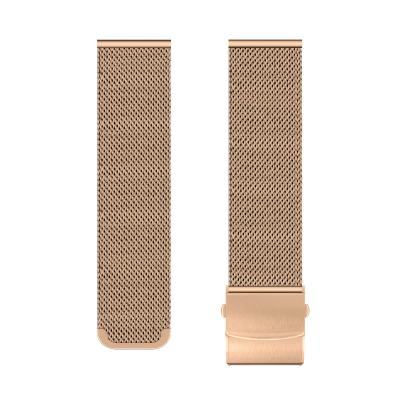 China 304 Stainless Steel Rose Gold 22mm 304 Mesh Milanese Loop Replacement Straps For Samsung Watch Band Universal 0.6mm Wire Diameter for sale