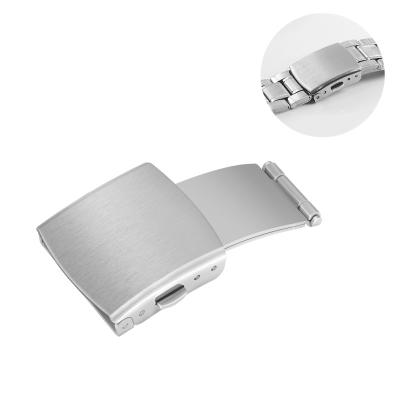 China Custom LOGO Brushed Metal Press Stainless Steel Bilateral Folding Buckle Clasp for Stainless Steel Strap for sale