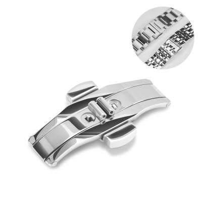 China Stainless Steel Butterfly Deployment Buckle Double Click 304 Stainless Steel Strap Clasp 12/14/16/18/20/22mm Watch Band Metal Clasp for sale