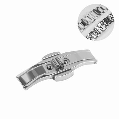 China 12mm Stainless Steel Butterfly Deployment Double Click Buckle 304 Stainless Steel Watch Band Clasp Metal Strap Clasp for sale