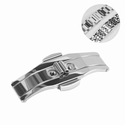 China 16mm Stainless Steel Butterfly Deployment Double Click Buckle 304 Stainless Steel Watch Band Clasp Metal Strap Clasp for sale