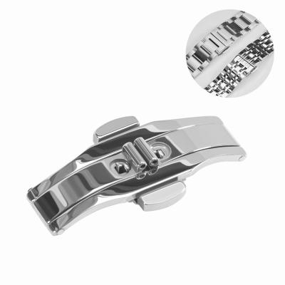 China 18mm Stainless Steel Butterfly Deployment Double Click Buckle 304 Stainless Steel Watch Band Clasp Metal Strap Clasp for sale