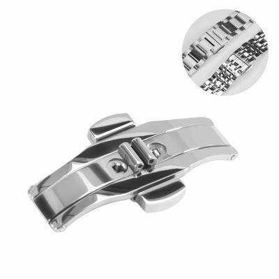 China 20mm Stainless Steel Butterfly Deployment Double Click Buckle 304 Stainless Steel Watch Band Clasp Metal Strap Clasp for sale