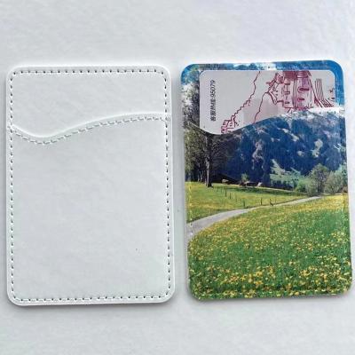 China Anti-fall Customize Designer 3M Sticker Leather Business Card Holder Case For Mobile Phone for sale