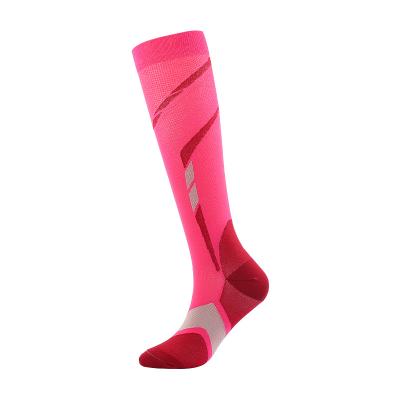 China Custom Reuse Long Pink Breathable Diamond Socks Compression Socks Nylon Sport Soccer Socks Women for sale